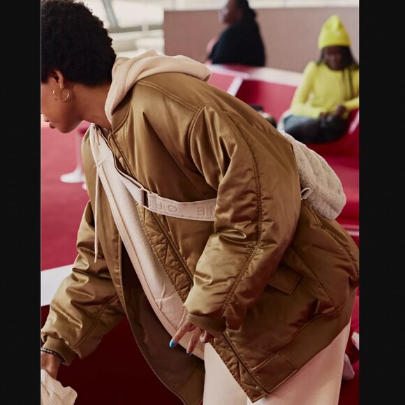 OFFLINE By Aerie Black Satin Bomber Jacket Coat size L / XL - Picture 9 of 16